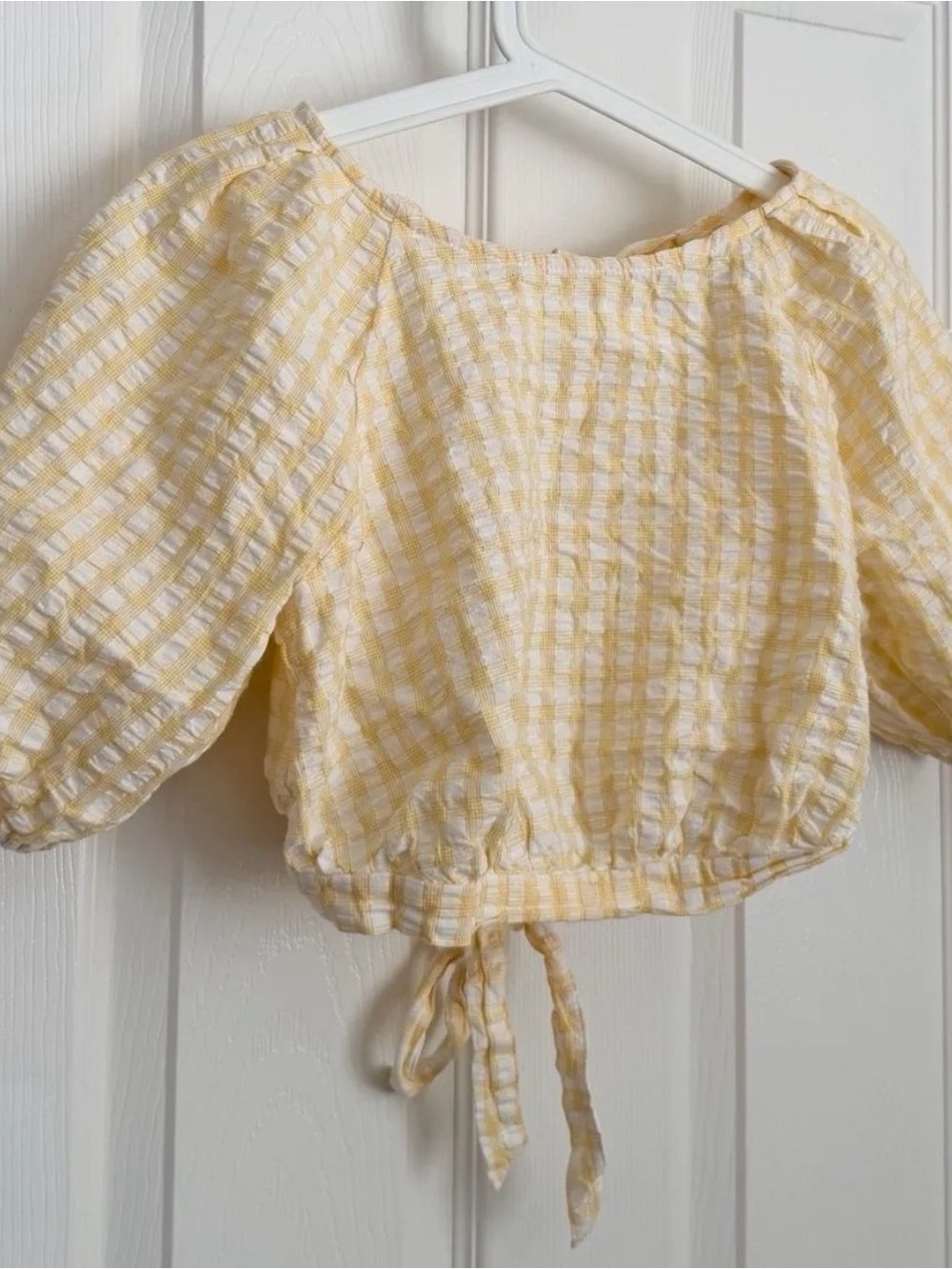 Urban Outfitters Pale Yellow Gingham Crop Top